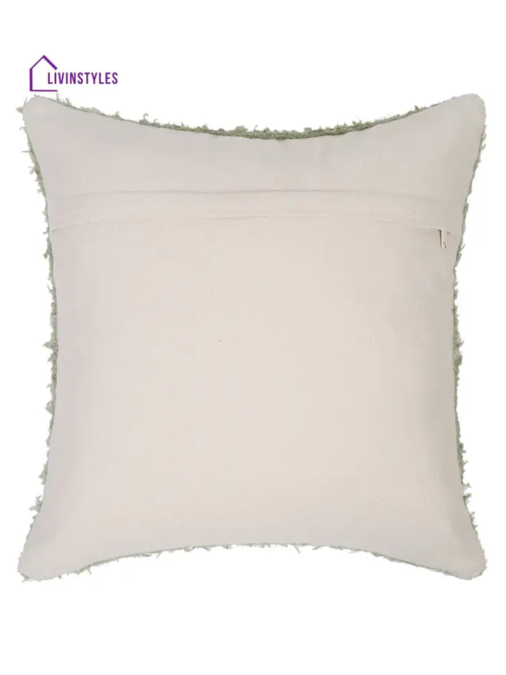Green Color Hand Woven Cotton Cushion Cover Set Of 2 (20X20 Inch)