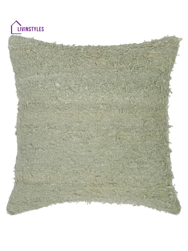 Green Color Hand Woven Cotton Cushion Cover Set Of 2 (20X20 Inch)