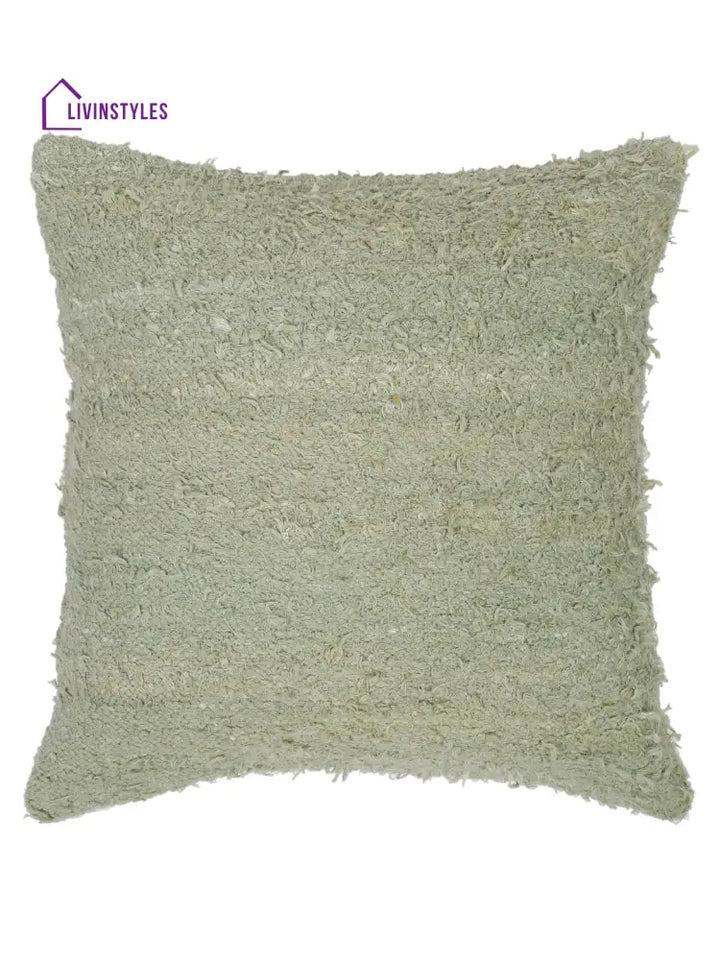 Green Color Hand Woven Cotton Cushion Cover Set Of 2 (20X20 Inch)