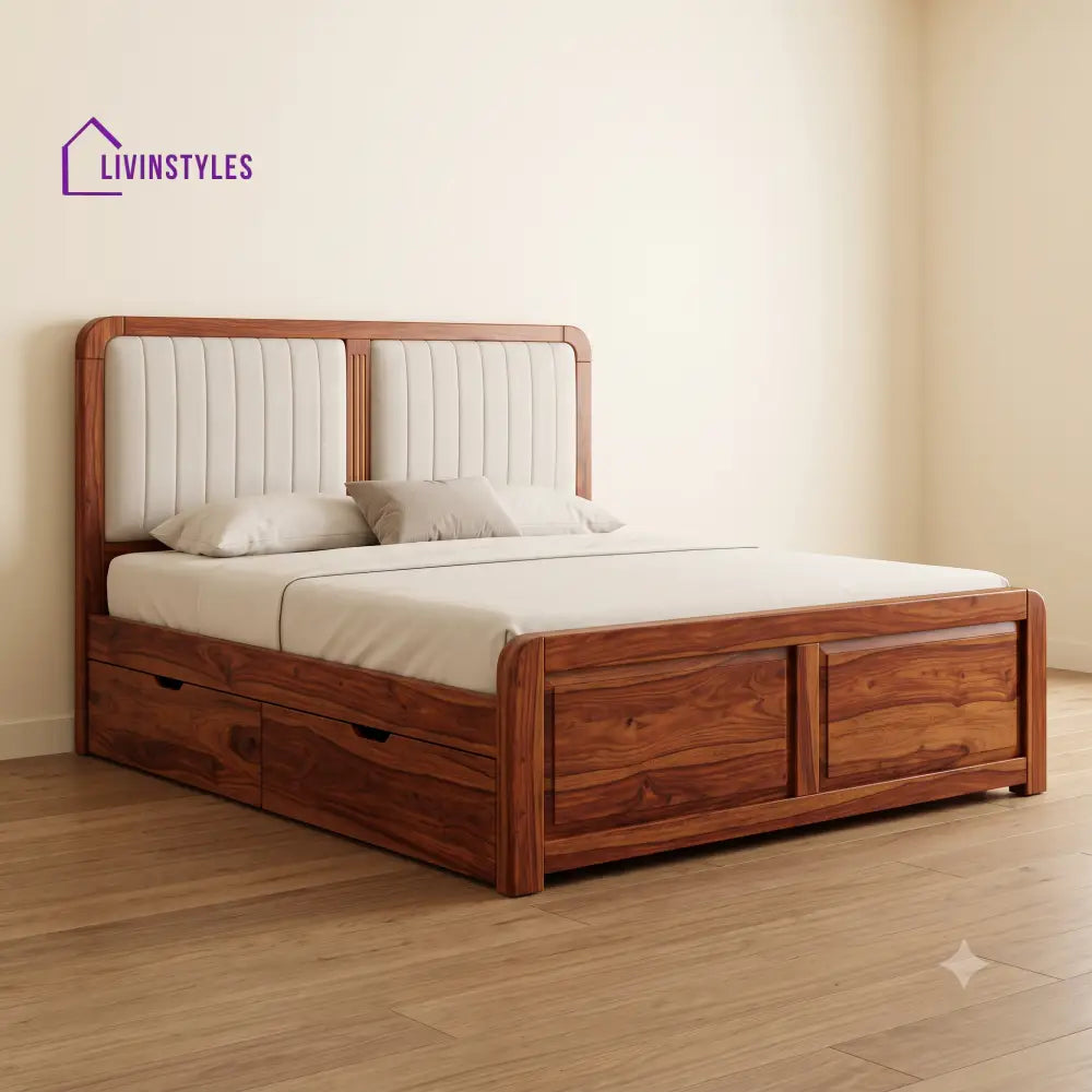 Gregoire Premium Wooden Bed with Drawer Storage | King Size Bed & Queen Size Bed Online