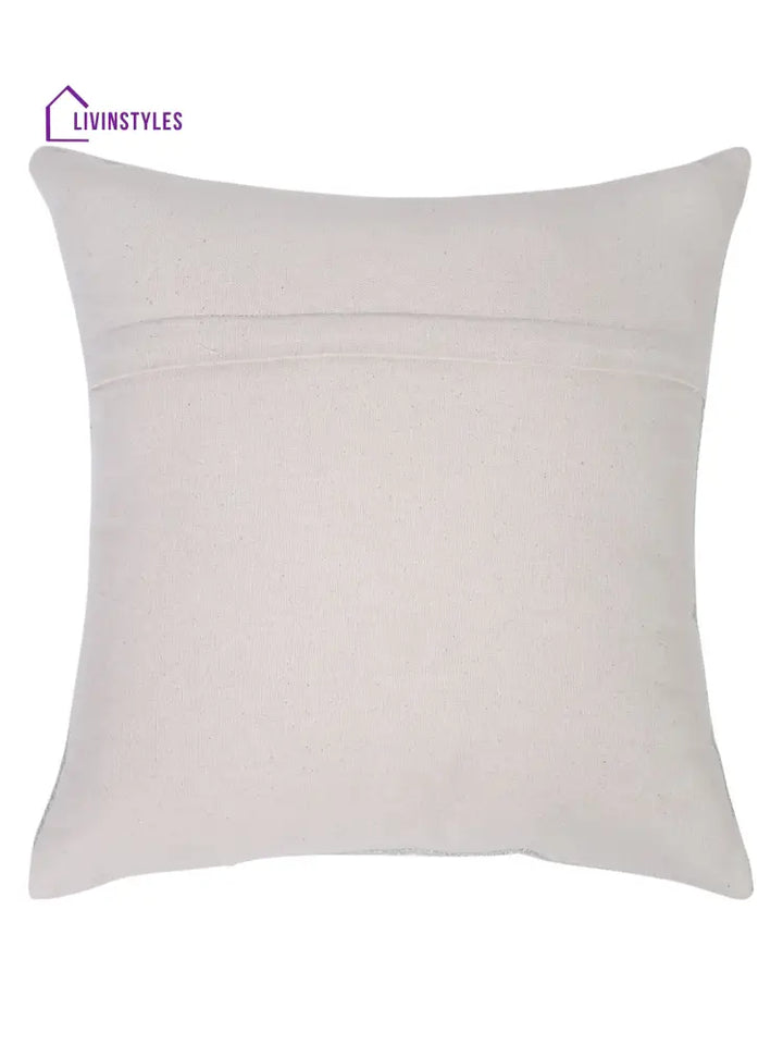 Grey Color Cotton Hand Work Cushion Cover Set Of 2 (18X18 Inch)