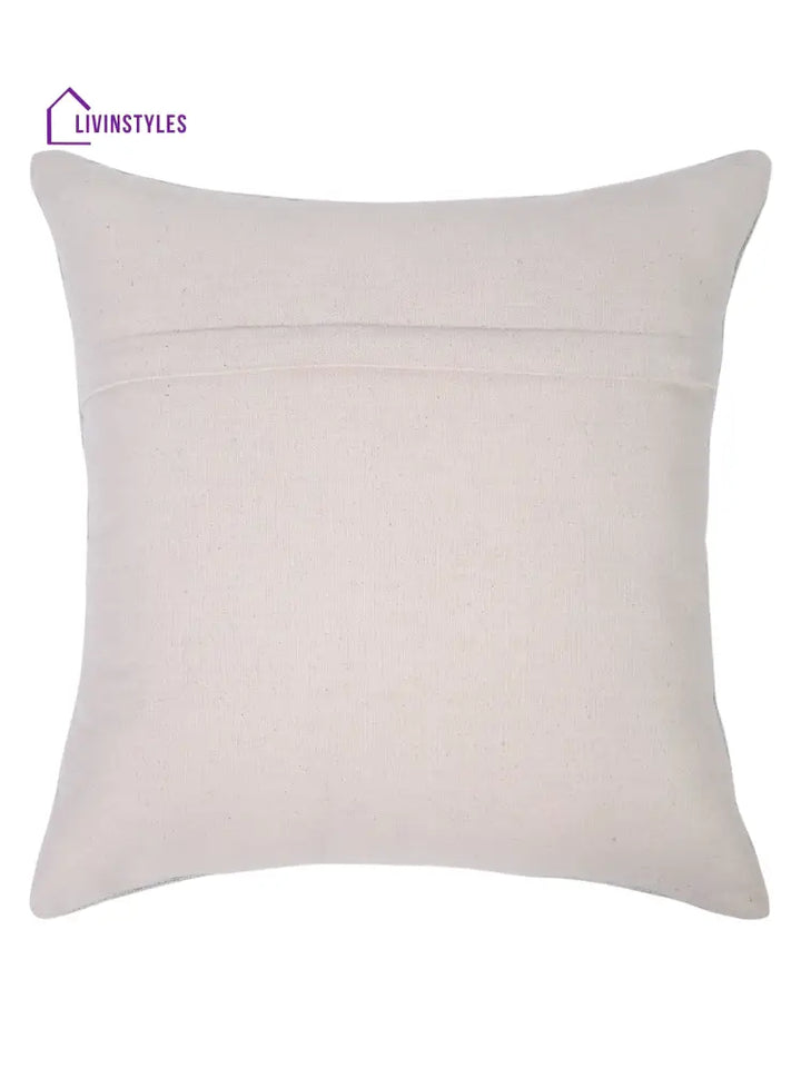 Grey Color Cotton Hand Work Cushion Cover Set Of 2 (18X18 Inch)