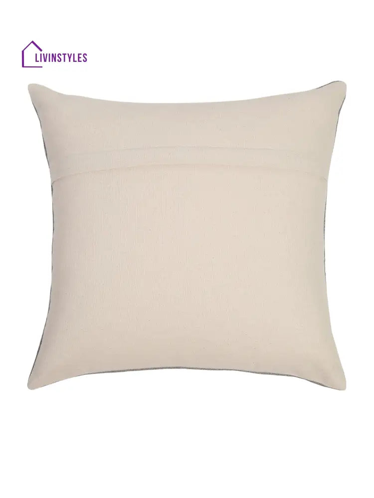 Grey Color Cotton Hand Work Cushion Cover Set Of 2 (18X18 Inch)