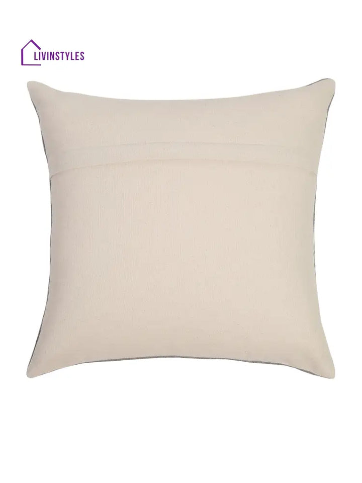 Grey Color Cotton Hand Work Cushion Cover Set Of 2 (18X18 Inch)