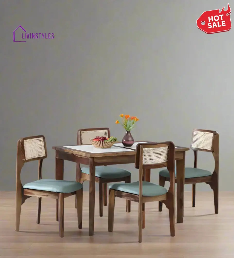 Grigoriy Sheesham Wood 4 Seater Dining Set In Teak Finish Dinning Set