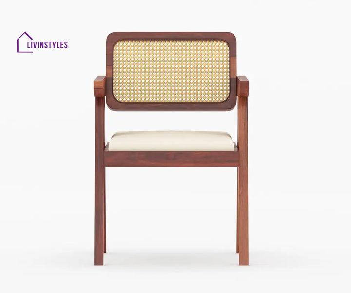 Grigory Solid Wood Sheesham 6 Seater With Cushion Dining Table Set (Honey Finish) | Cane Weaving Chairs