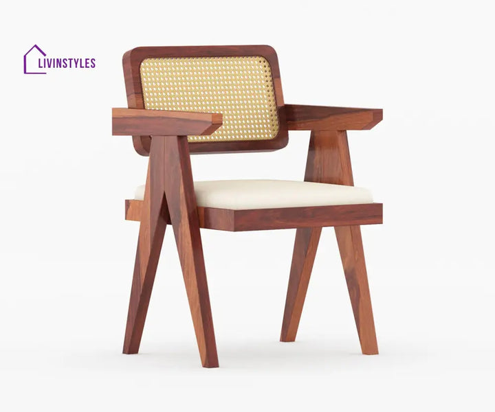 Grigory Solid Wood Sheesham 6 Seater With Cushion Dining Table Set (Honey Finish) | Cane Weaving Chairs