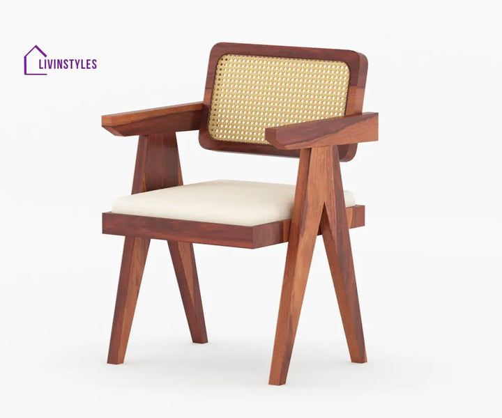 Grigory Solid Wood Sheesham 6 Seater With Cushion Dining Table Set (Honey Finish) | Cane Weaving Chairs
