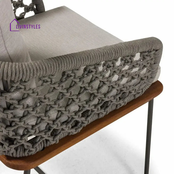 Grillo Outdoor Patio Seating Set 2 Chairs Set Braid & Rope(Grey) - Coffee Table Sets
