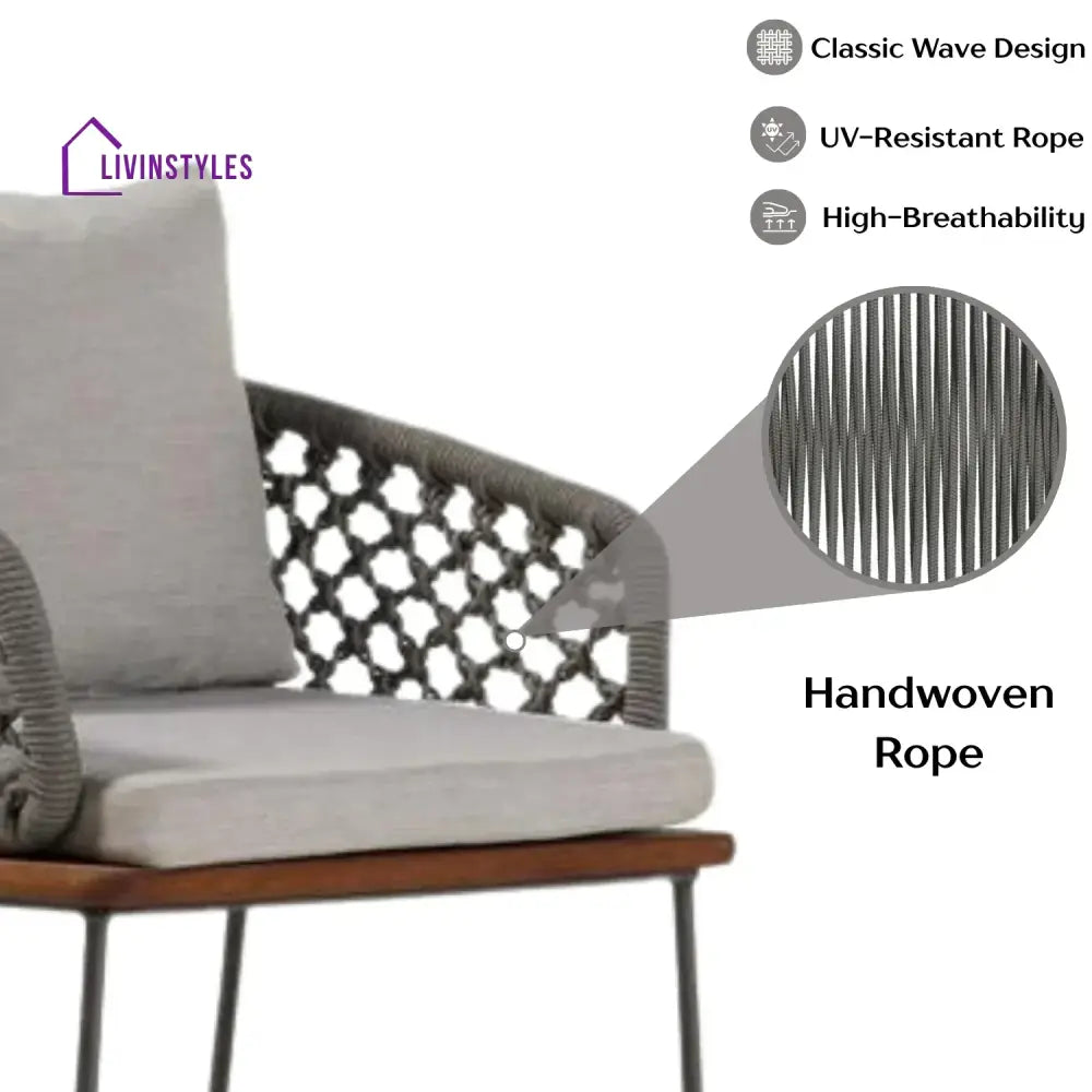 Grillo Outdoor Patio Seating Set 2 Chairs Set Braid & Rope(Grey) - Coffee Table Sets