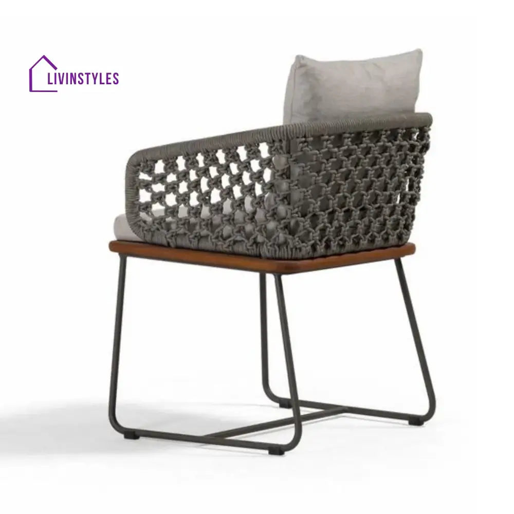 Grillo Outdoor Patio Seating Set 2 Chairs Set Braid & Rope(Grey) - Coffee Table Sets