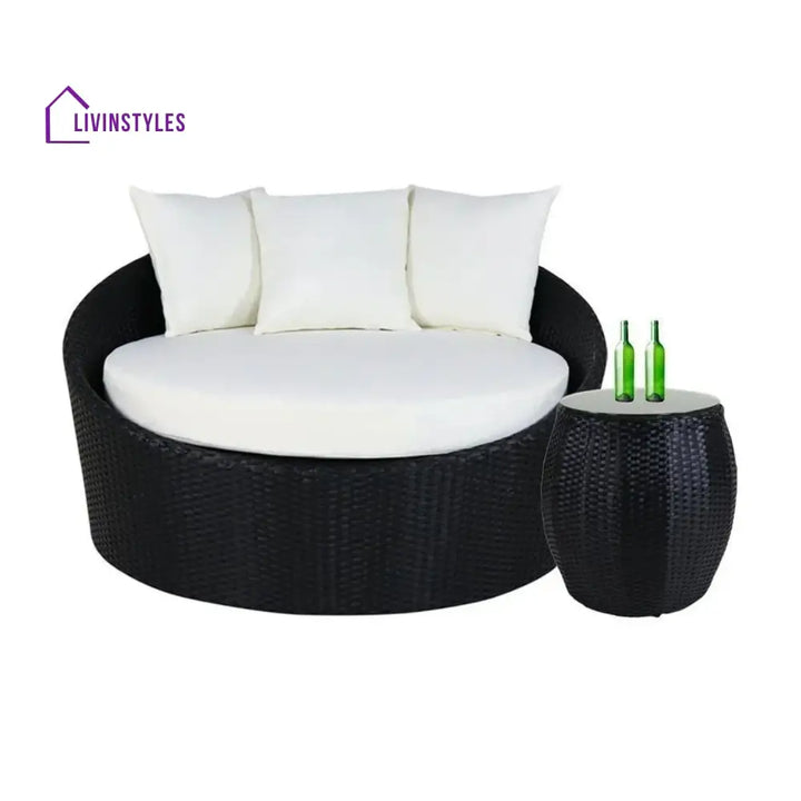 Gro Outdoor Rattan Wicker Daybed with Glass Top Table - Daybed