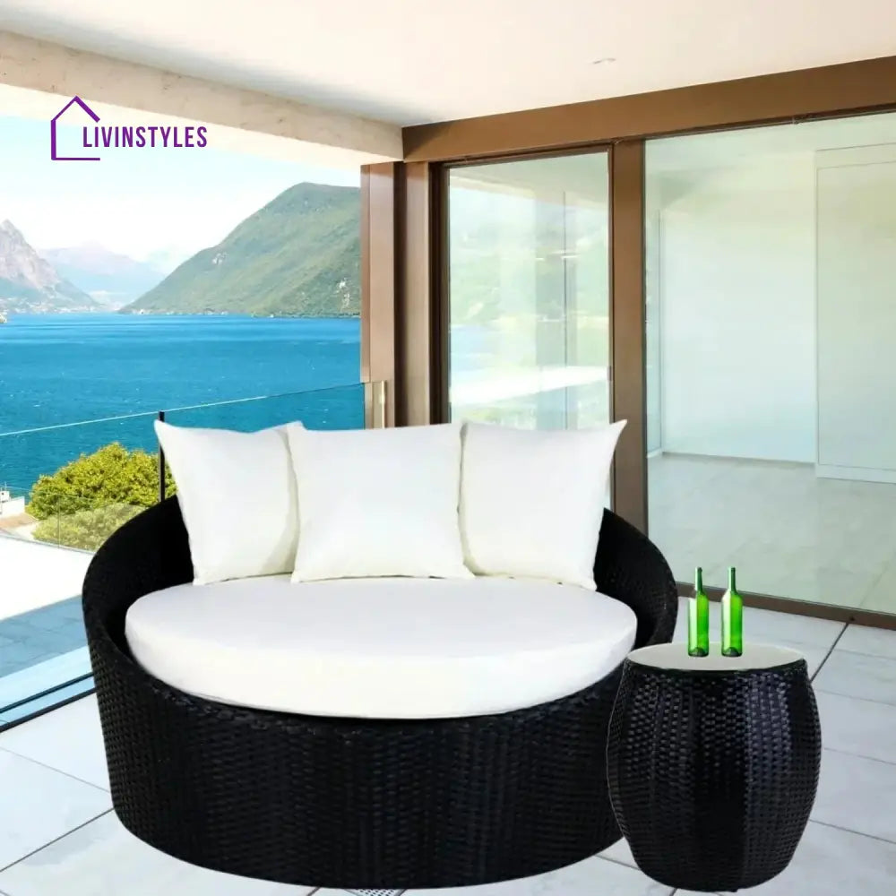 Gro Outdoor Rattan Wicker Daybed with Glass Top Table - Daybed