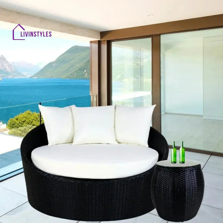Gro Outdoor Rattan Wicker Daybed with Glass Top Table - Daybed