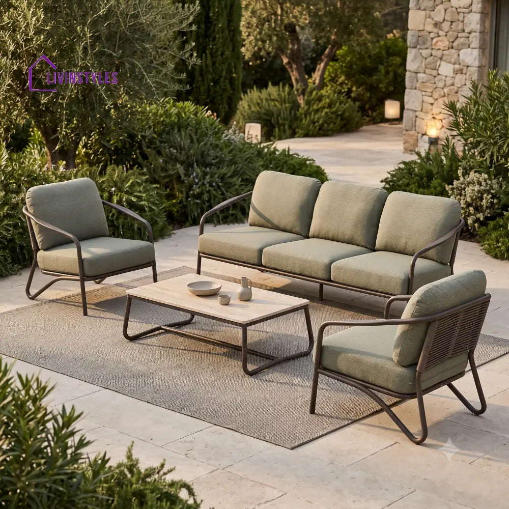 Grzegorz Premium MS Frame with Powder Coated Outdoor Sofa Set with Weather Proof Fabric