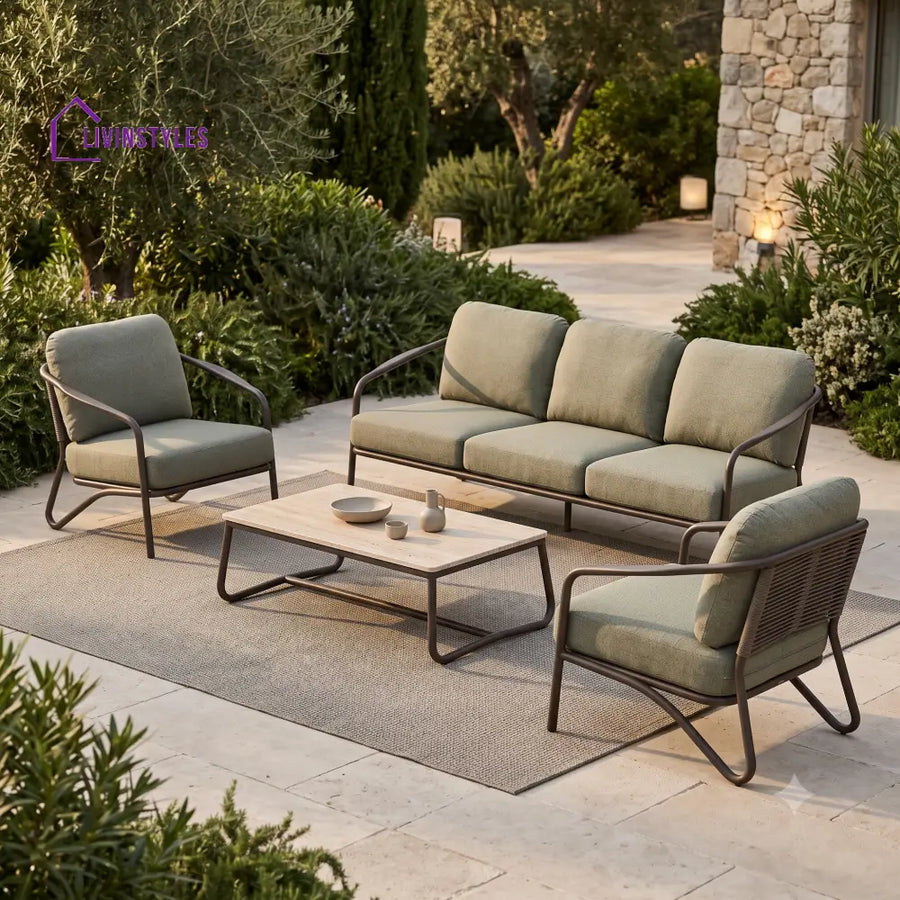 Grzegorz Premium MS Frame with Powder Coated Outdoor Sofa Set with Weather Proof Fabric