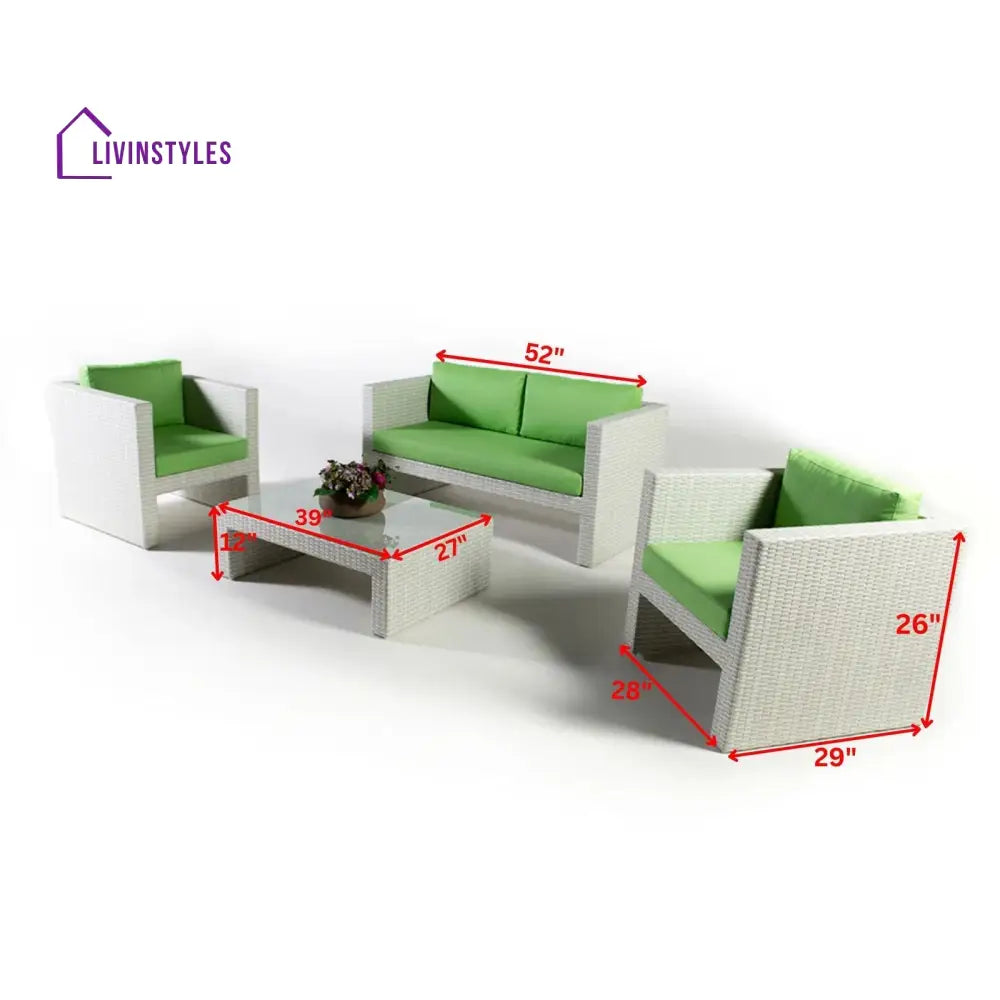 Gucci Outdoor Patio Sofa Set 4 Chairs and 1 Center Table (Off White) - Sofa Sets