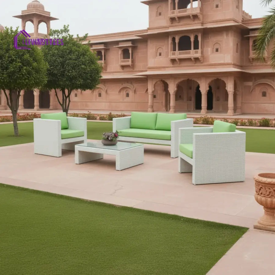 Gucci Outdoor Patio Sofa Set 4 Chairs and 1 Center Table (Off White) - Sofa Sets