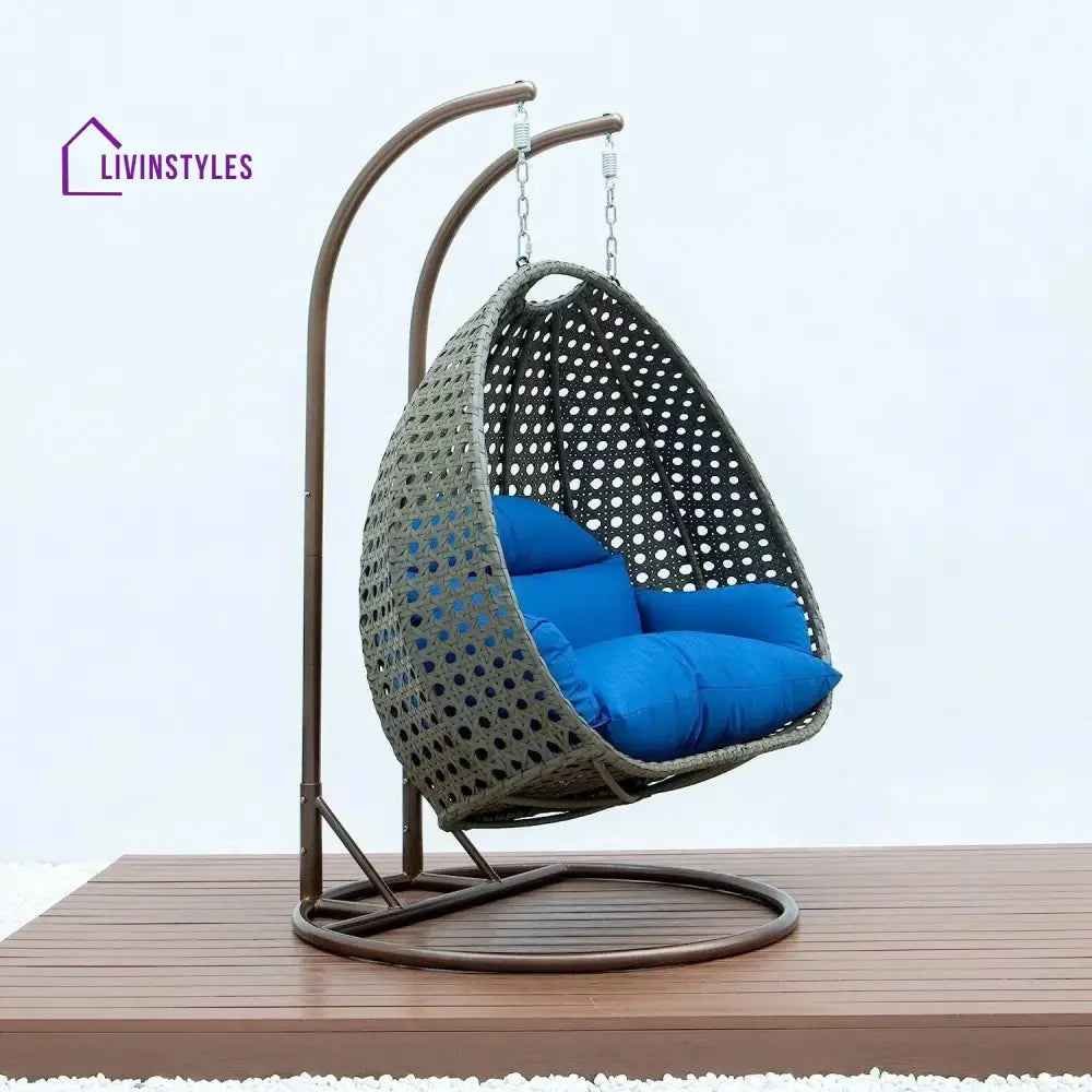 Guo Double Seater Hanging Swing Chair (Dark Brown/Royal Blue) Swing