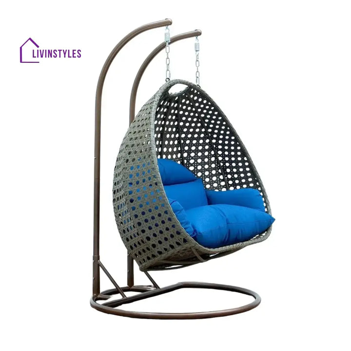Guo Double Seater Hanging Swing Chair (Dark Brown/Royal Blue) Swing