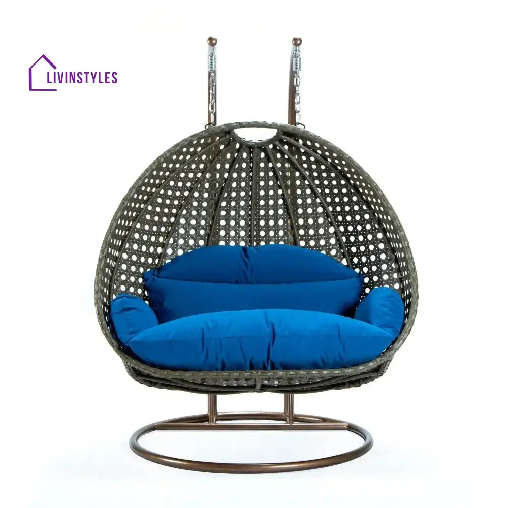 Guo Double Seater Hanging Swing Chair (Dark Brown/Royal Blue) Swing