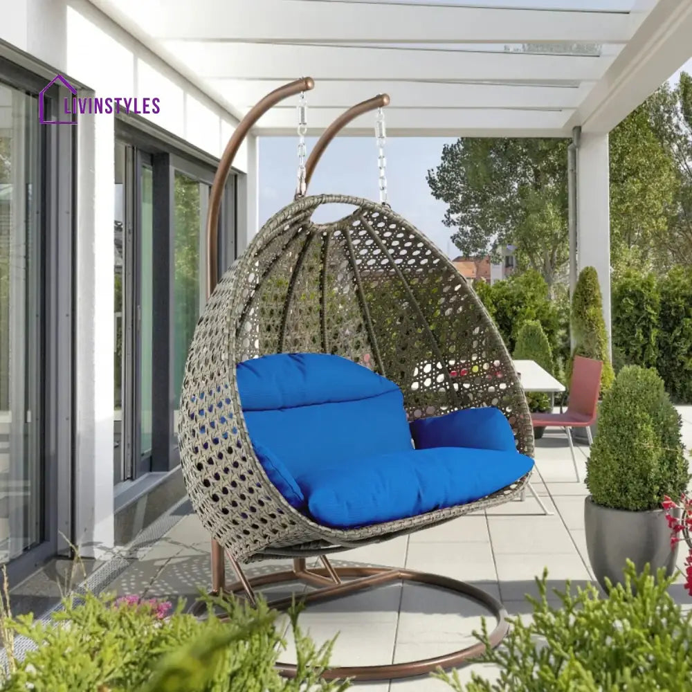 Guo Double Seater Hanging Swing Chair (Dark Brown/Royal Blue) Swing
