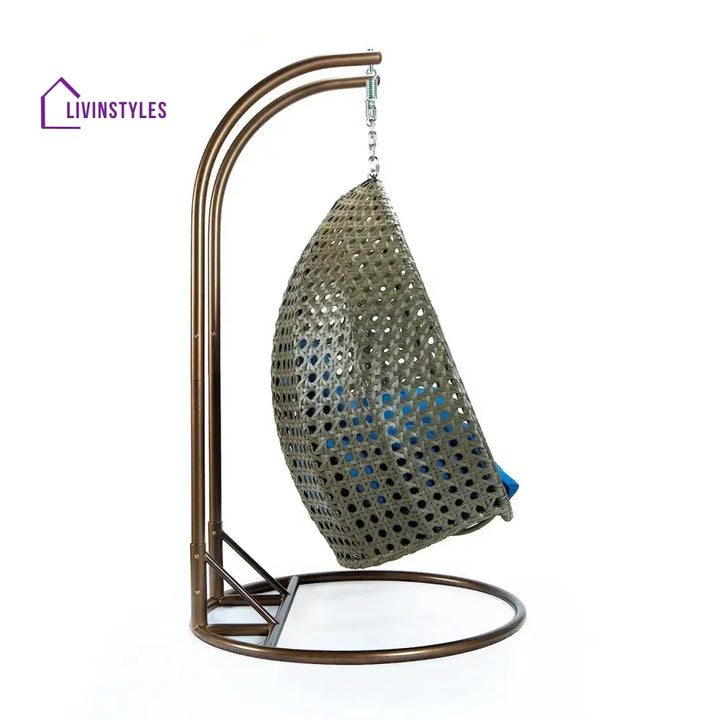 Guo Double Seater Hanging Swing Chair (Dark Brown/Royal Blue) Swing