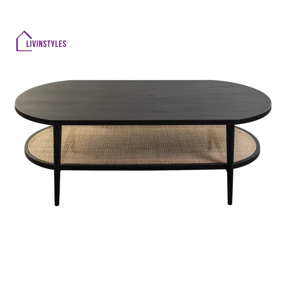 Gurnoor Oak Wood & Rattan Coffee Table