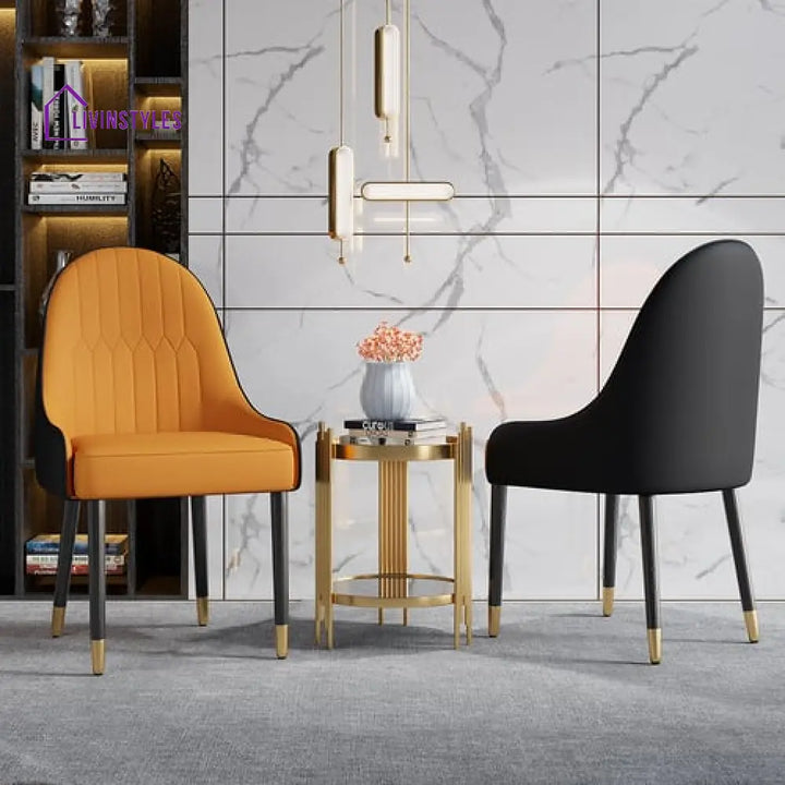 Gurpreet Pu Leather Dining Room Chairs Set Of 2 With Metal Legs Orange & Black