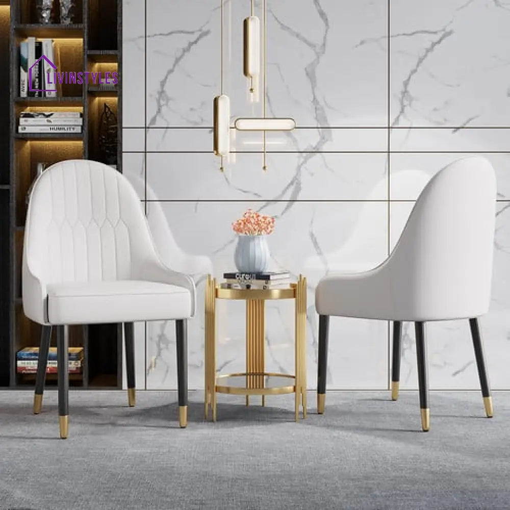 Gurpreet Pu Leather Dining Room Chairs Set Of 2 With Metal Legs White