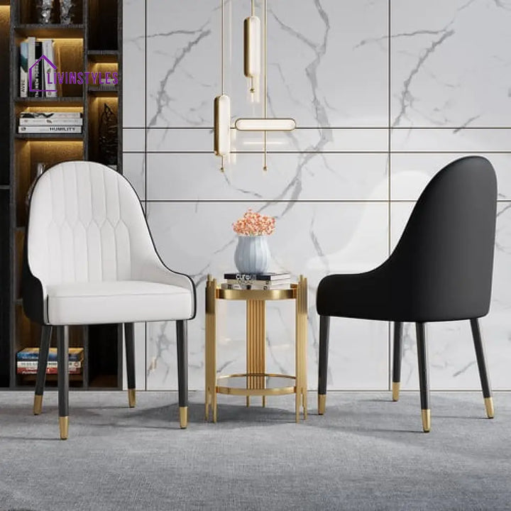 Gurpreet Pu Leather Dining Room Chairs Set Of 2 With Metal Legs White & Black
