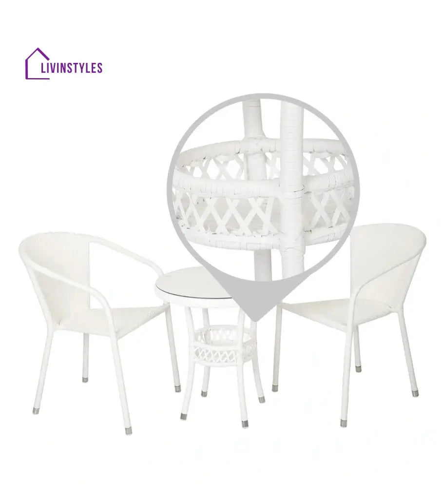 Gus Outdoor Patio Seating Set 2 Chairs and 1 Table Set (White) - Coffee Table Sets