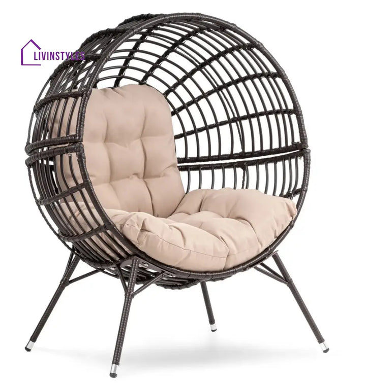 Guzman Single Seater Swing Basket For Balcony & Garden - Brown - Swings