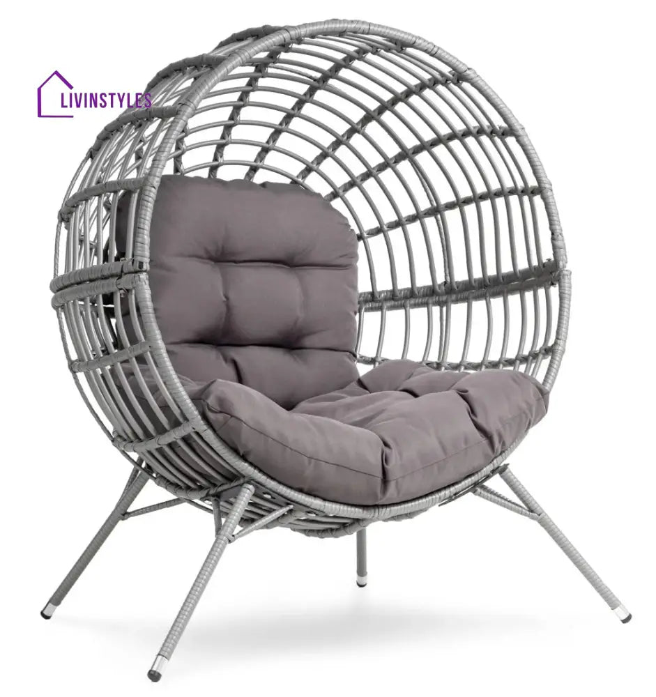 Guzman Single Seater Swing Basket For Balcony & Garden - Grey - Swings