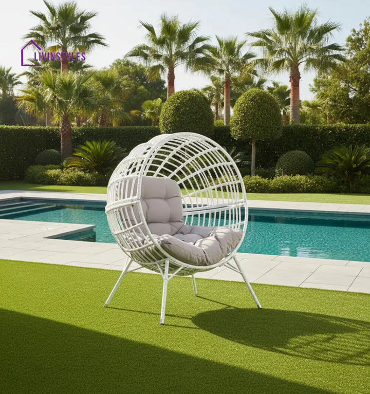 Guzman Single Seater Swing Basket For Balcony & Garden - White - Swings