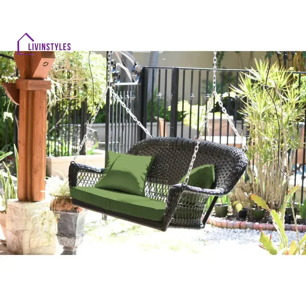 Gwil Double Seater Hanging Swing Without Stand For Balcony Garden Swing (Black) - Black Green - Swings