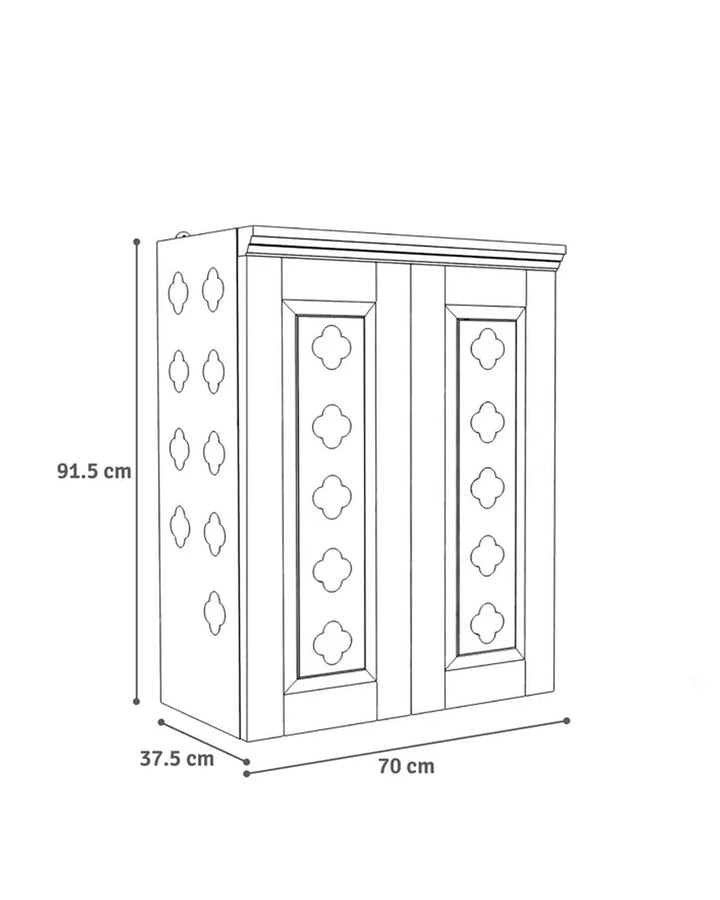 Elena - Traditional Pooja Mandir for Home with Doors, Brass Bells & Lamps | Handcrafted Wooden Home Temple
