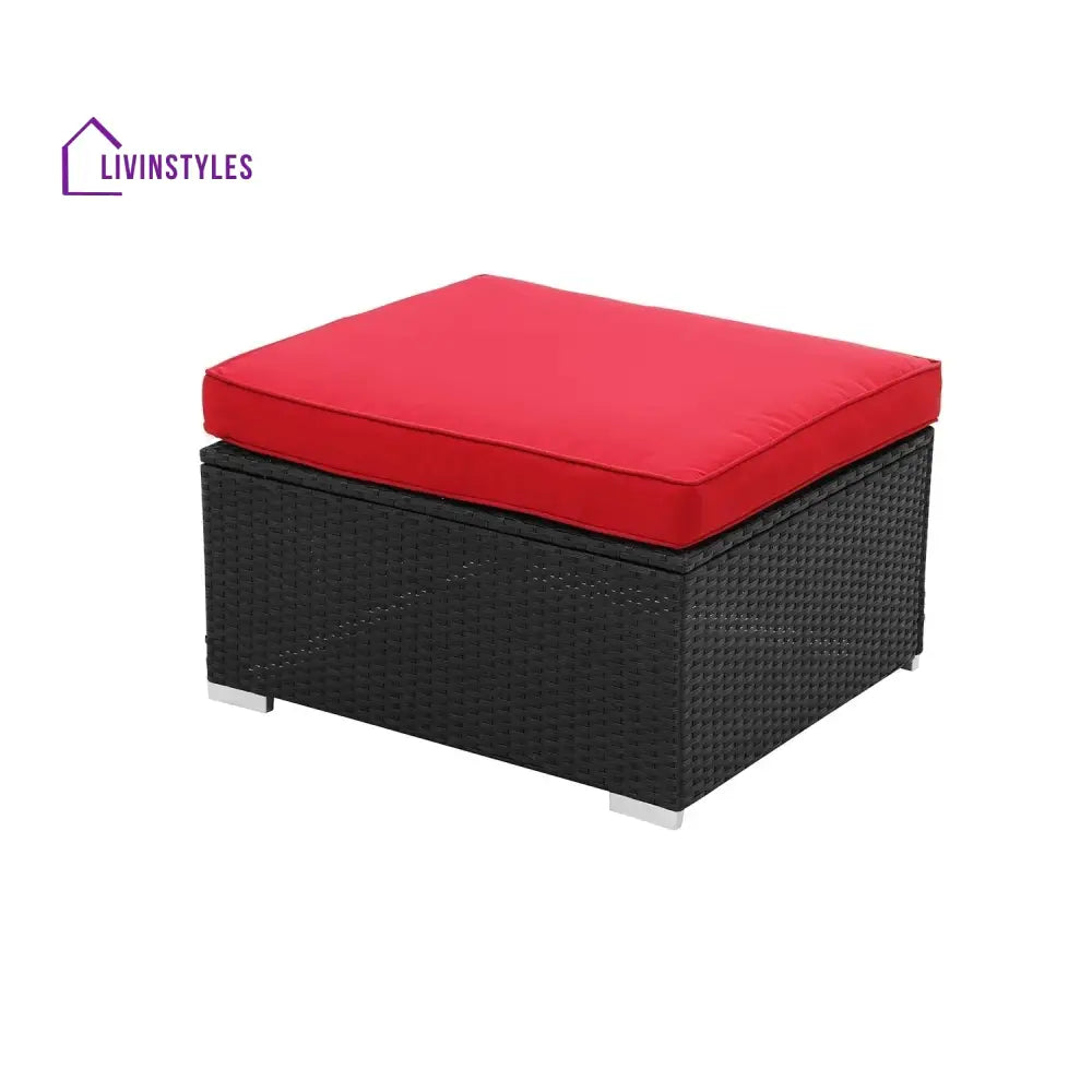 Hadley 6-Piece Outdoor Conversation Set (Black/Red) - Sofa Set