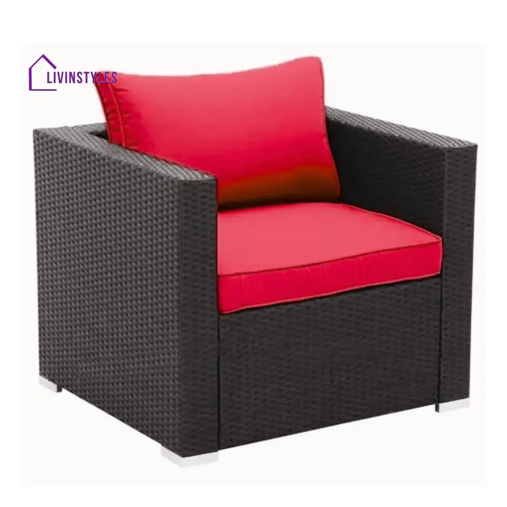 Hadley 6-Piece Outdoor Conversation Set (Black/Red) - Sofa Set