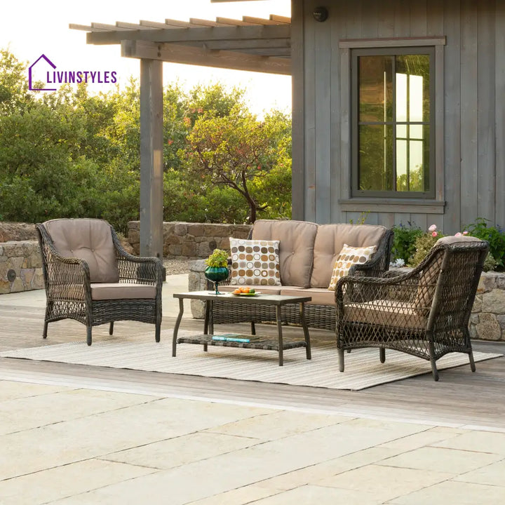 Hae Outdoor Sofa Set 2 Seater 2 Single seater and 1 Center Table (coffee Brown) - Sofa Sets