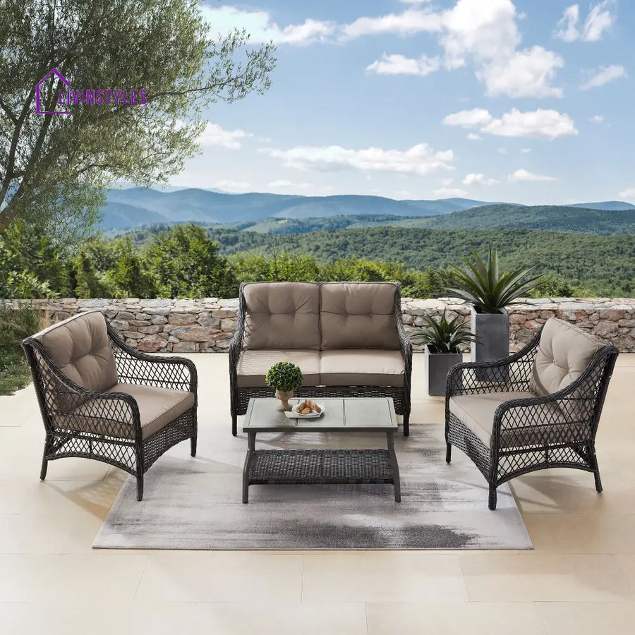Hae Outdoor Sofa Set 2 Seater 2 Single seater and 1 Center Table (coffee Brown) - Sofa Sets