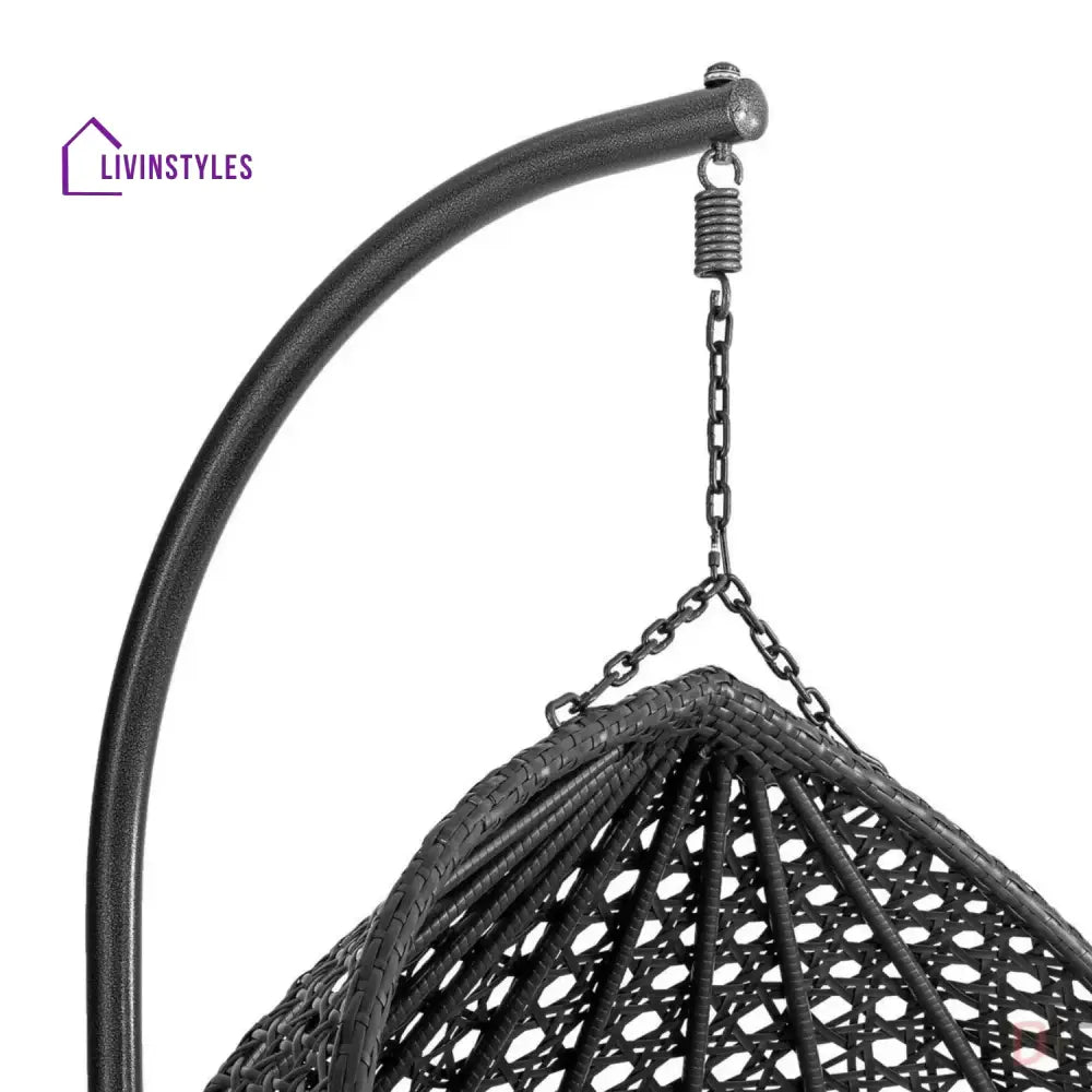 Hai Double Seater Rattan & Wicker Swing (Black & Grey) - Swing