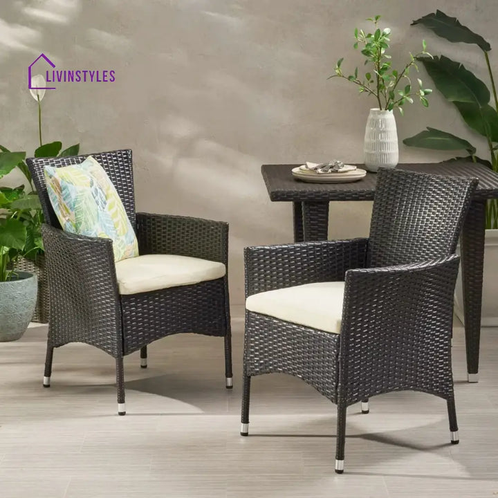 Hailey 2-Piece Outdoor Rattan Wicker Patio Dining Chairs - Dinning Chairs