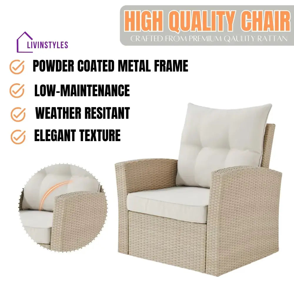 Hajar Outdoor All-Weather Wicker Single Seater Sofa - Sofa Set