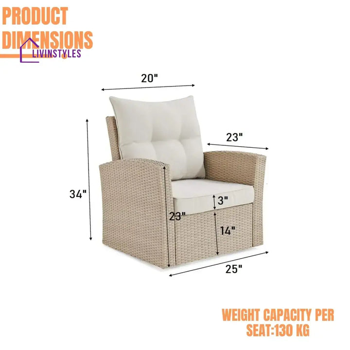 Hajar Outdoor All-Weather Wicker Single Seater Sofa - Sofa Set
