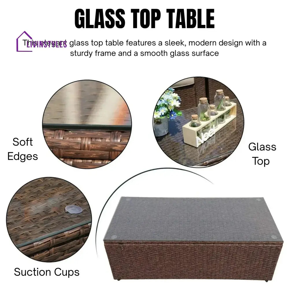 Halima Outdoor Rattan Wicker Sectional 6-Seater Sofa Set - Sofa Set