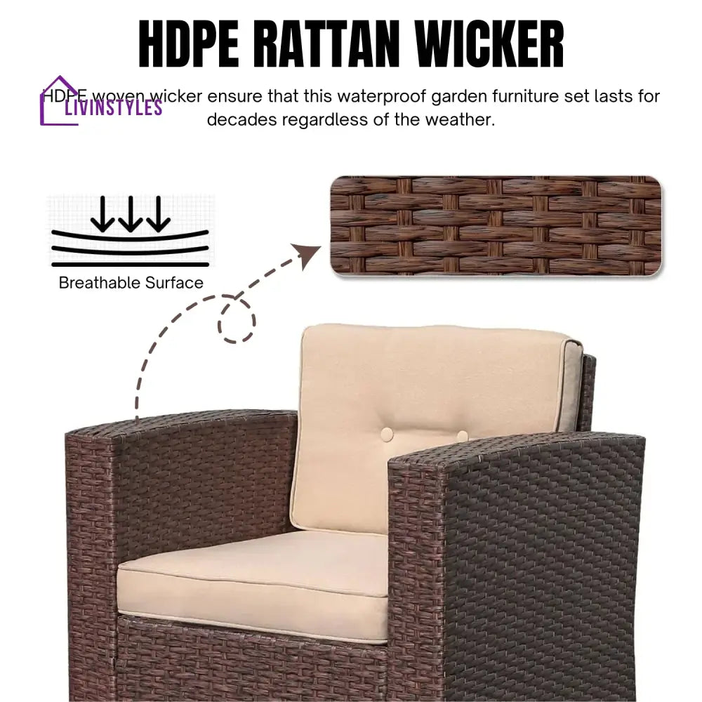 Halima Outdoor Rattan Wicker Sectional 6-Seater Sofa Set - Sofa Set