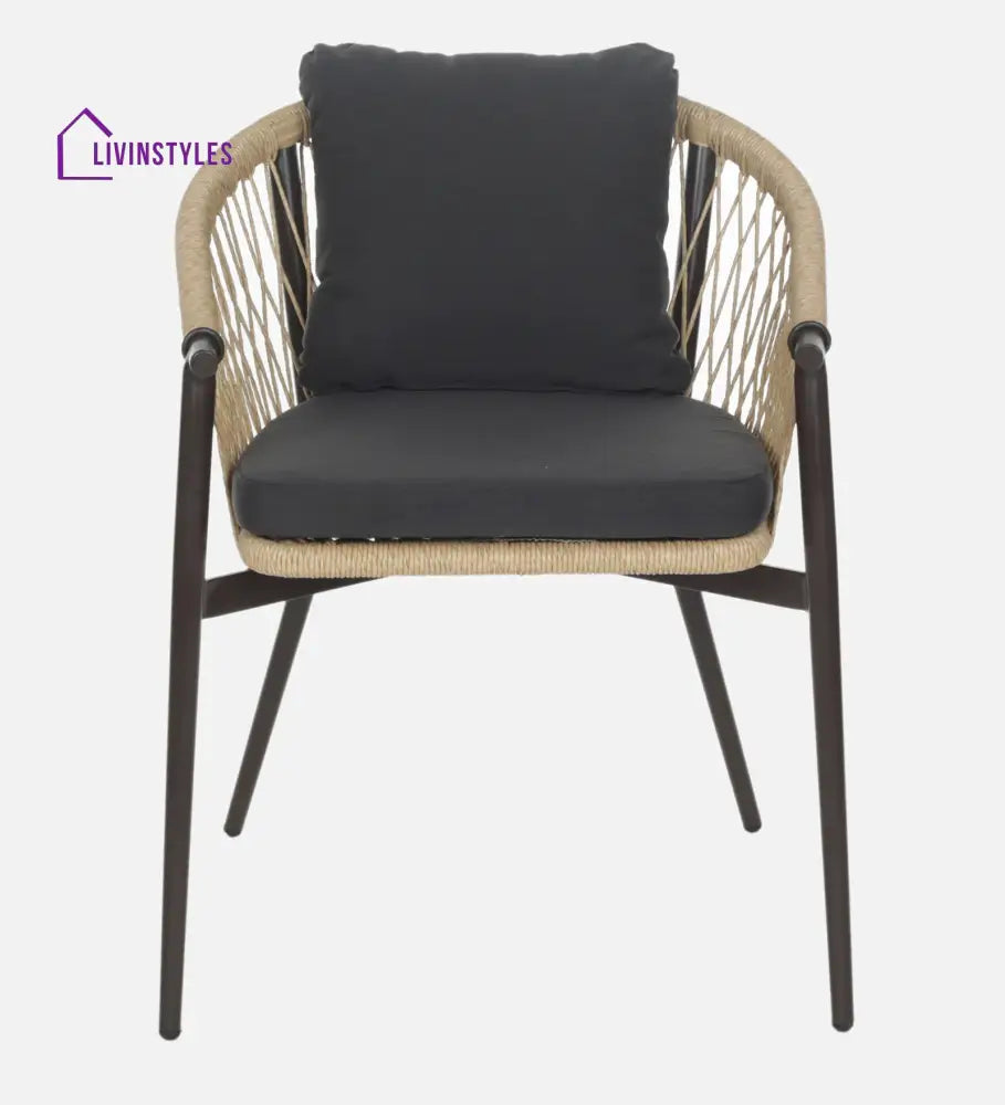 Hall Outdoor Patio Seating Set 4 Chairs and 1 Table Set (Black + Honey) Braided & Rope - Dining sets