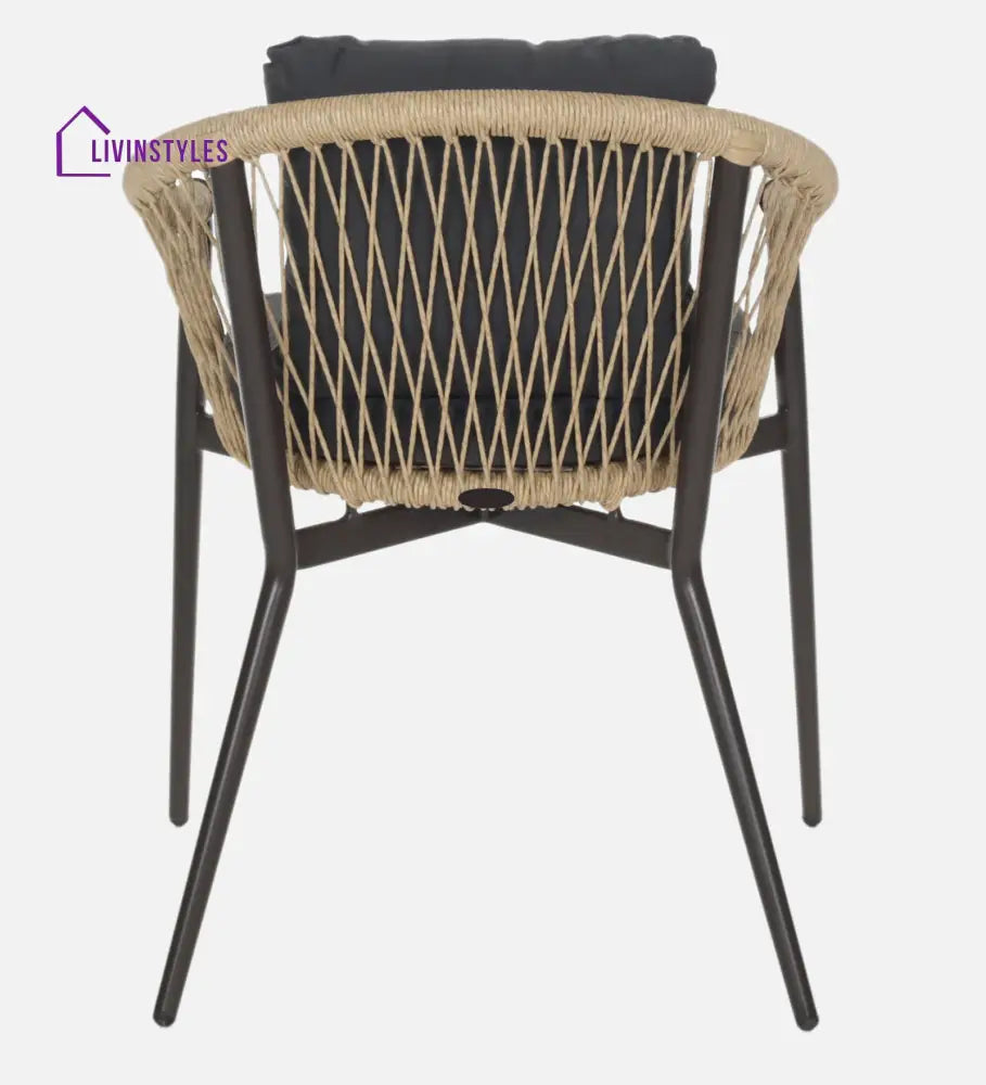 Hall Outdoor Patio Seating Set 4 Chairs and 1 Table Set (Black + Honey) Braided & Rope - Dining sets
