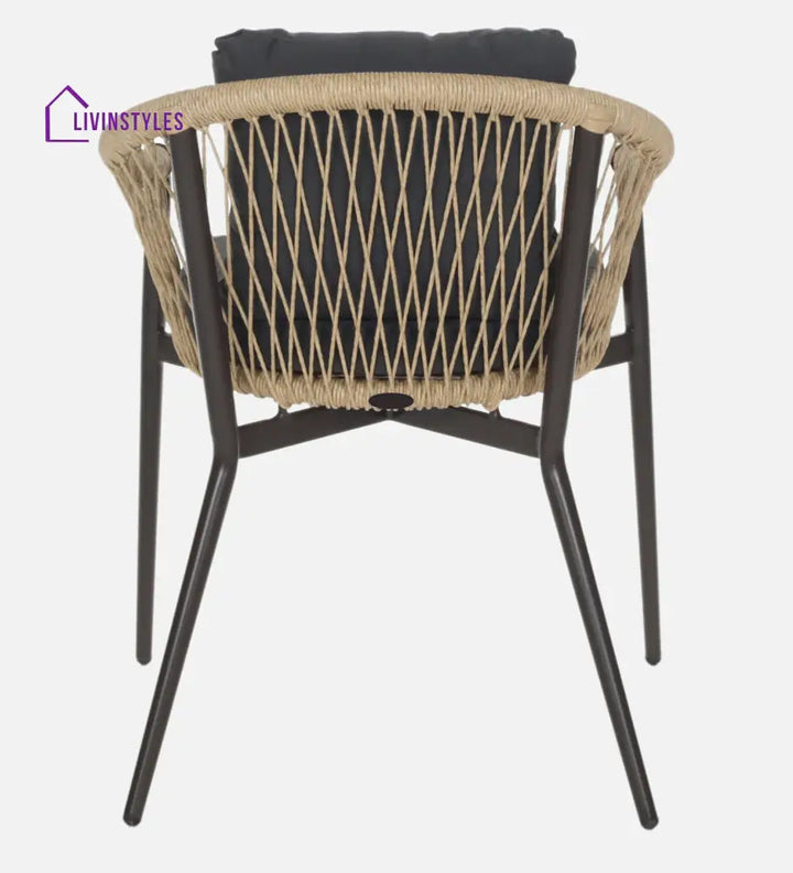 Hall Outdoor Patio Seating Set 4 Chairs and 1 Table Set (Black + Honey) Braided & Rope - Dining sets
